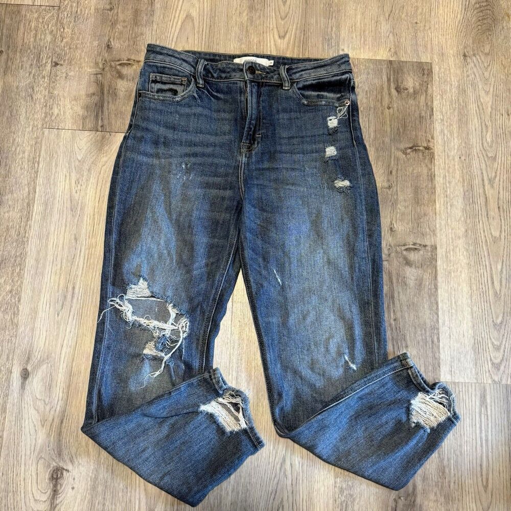 Hidden Jeans Women's Size 29 High Waist Wide Leg Stretch Distressed Denim